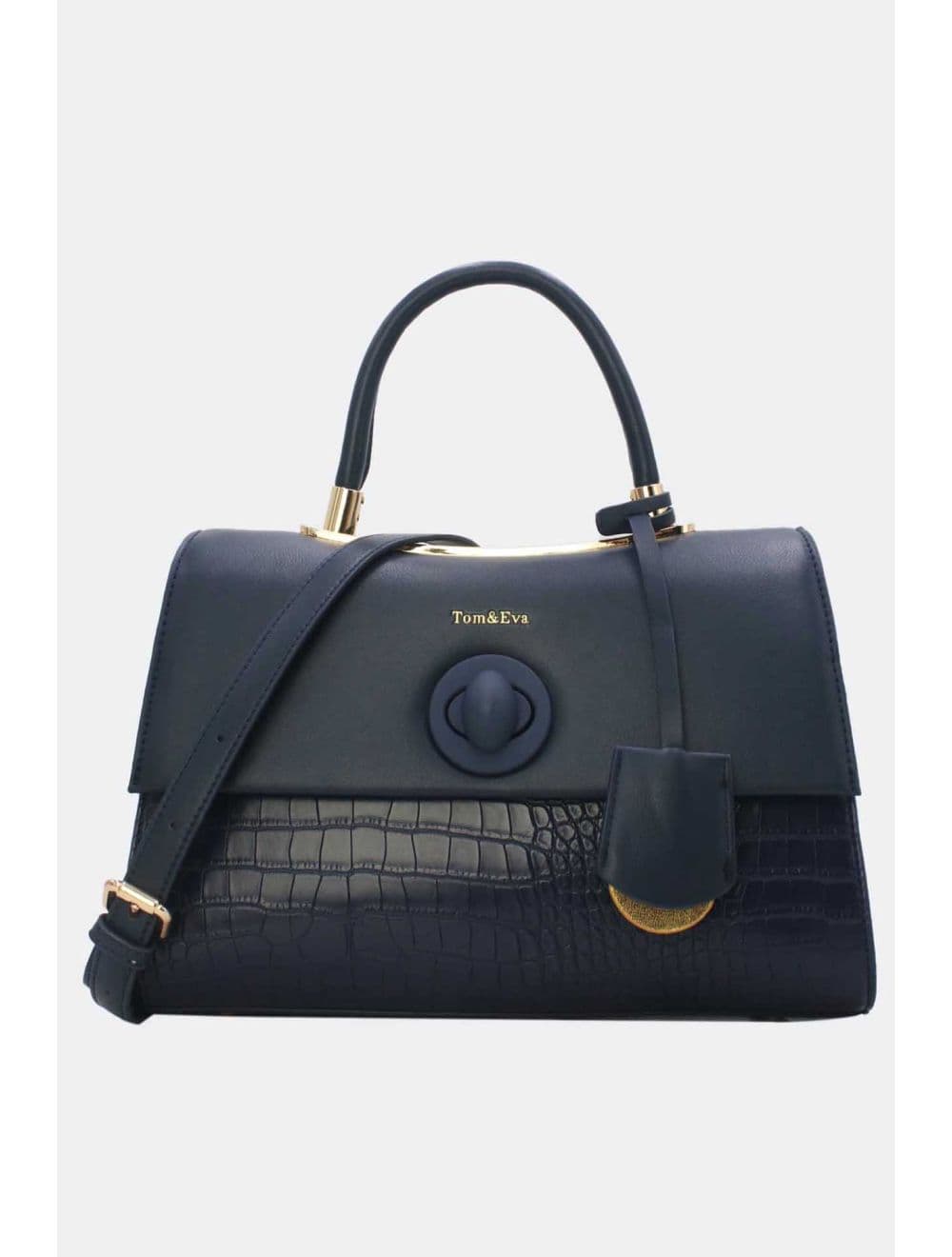 Sac à Main Style Vintage à Effet Croco 23B-5764-Bleu