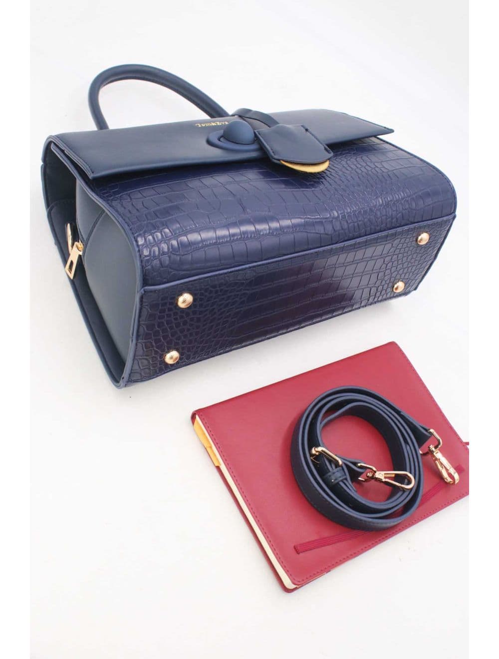 Sac à Main Style Vintage à Effet Croco 23B-5764-Bleu — vue 4