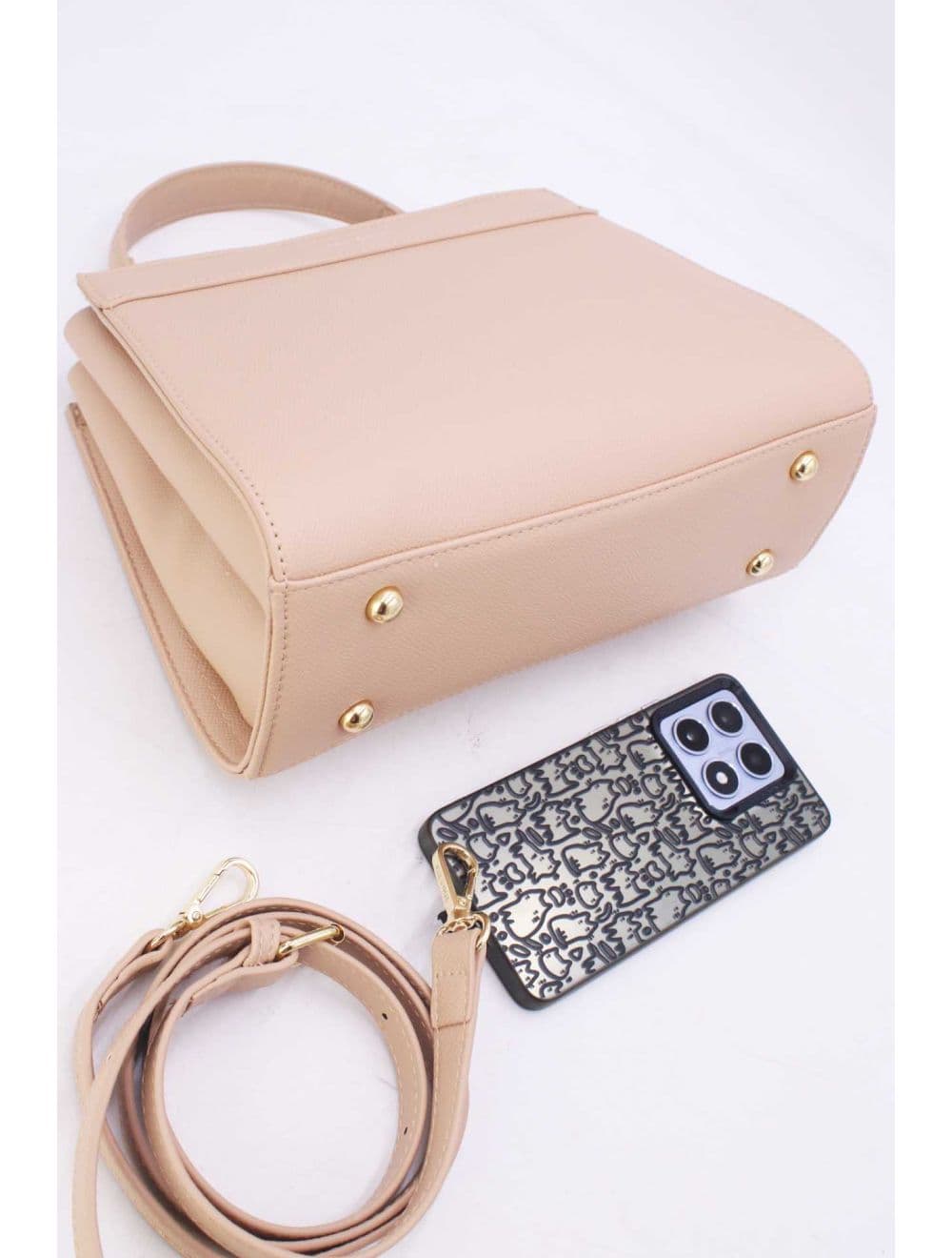 Medium Sac à Main Effet Cuir Minimaliste 25B-6282-Abricot — vue 4