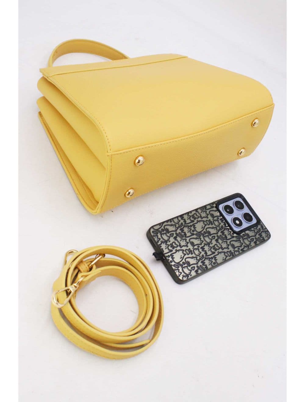 Medium Sac à Main Effet Cuir Minimaliste 25B-6282-Jaune — vue 4