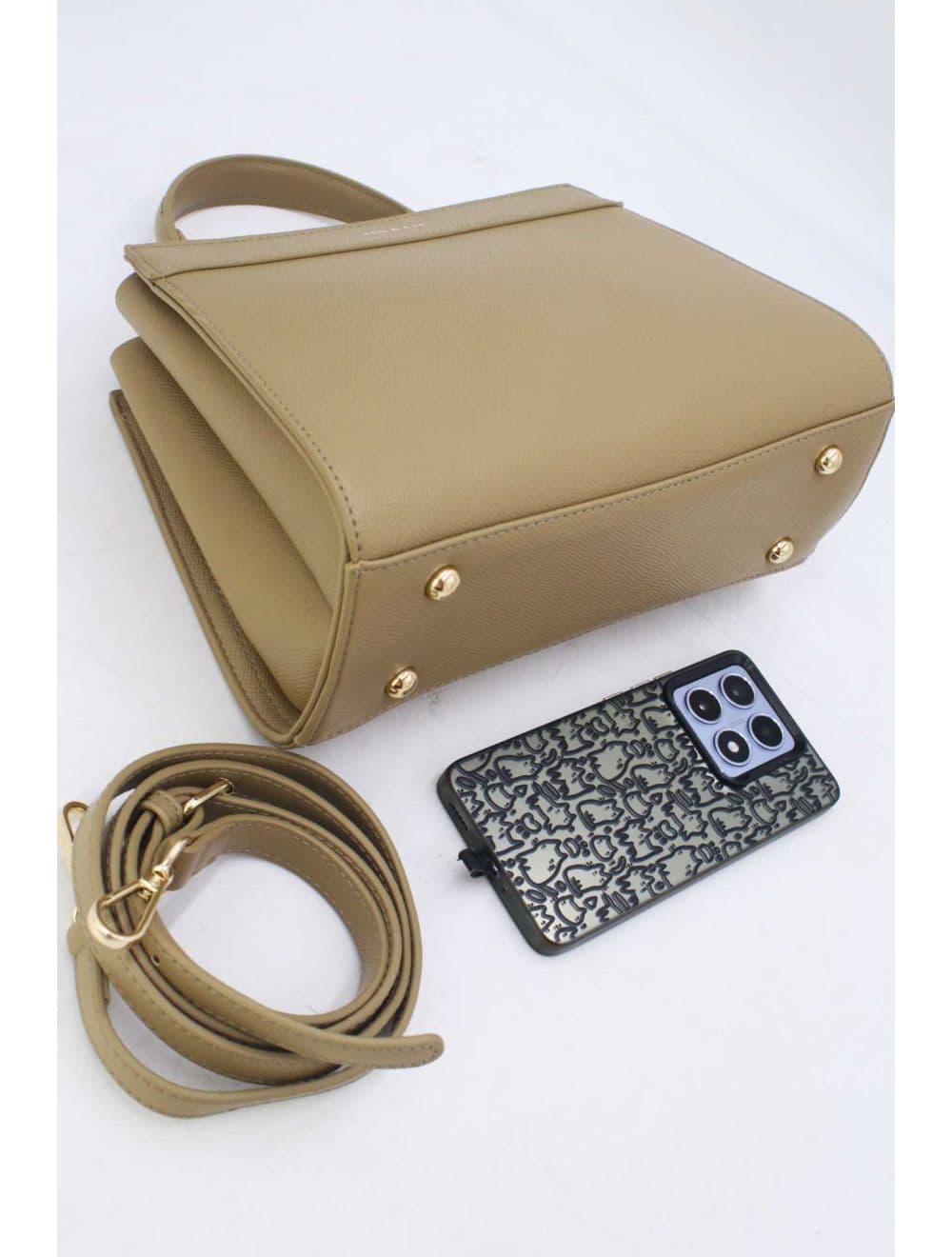 Medium Sac à Main Effet Cuir Minimaliste 25B-6282-Kaki — vue 4