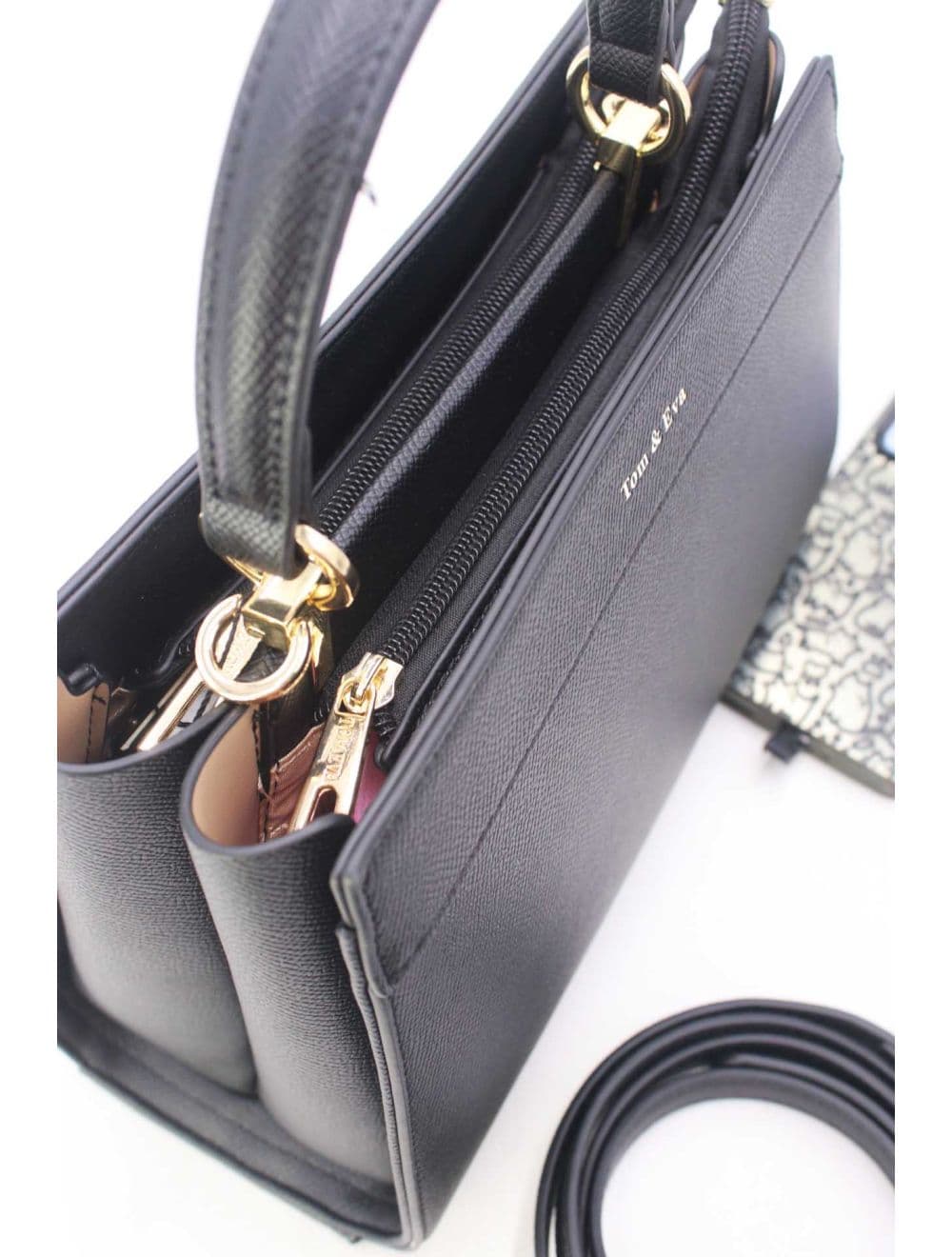 Medium Sac à Main Effet Cuir Minimaliste 25B-6282-Noir — vue 5