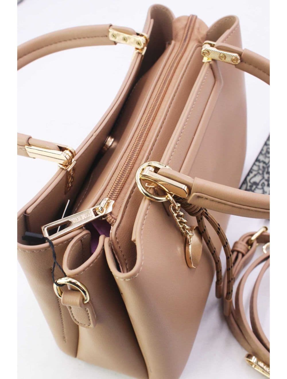 Medium Sac à Main Effet Cuir Chic 25B-6270-Abricot — vue 5