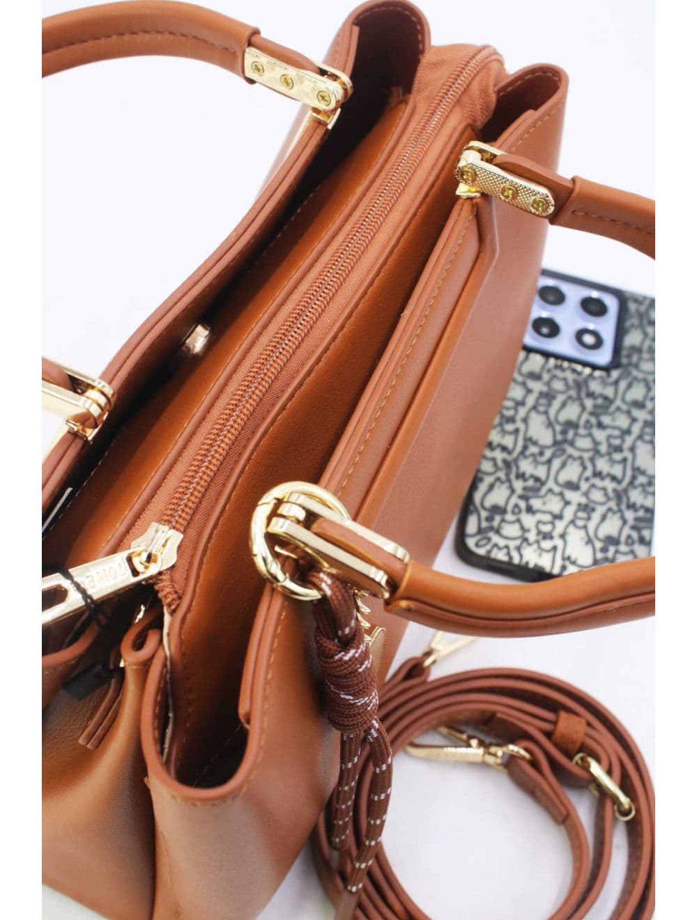 Medium Sac à Main Effet Cuir Chic 25B-6270-Marron — vue 4
