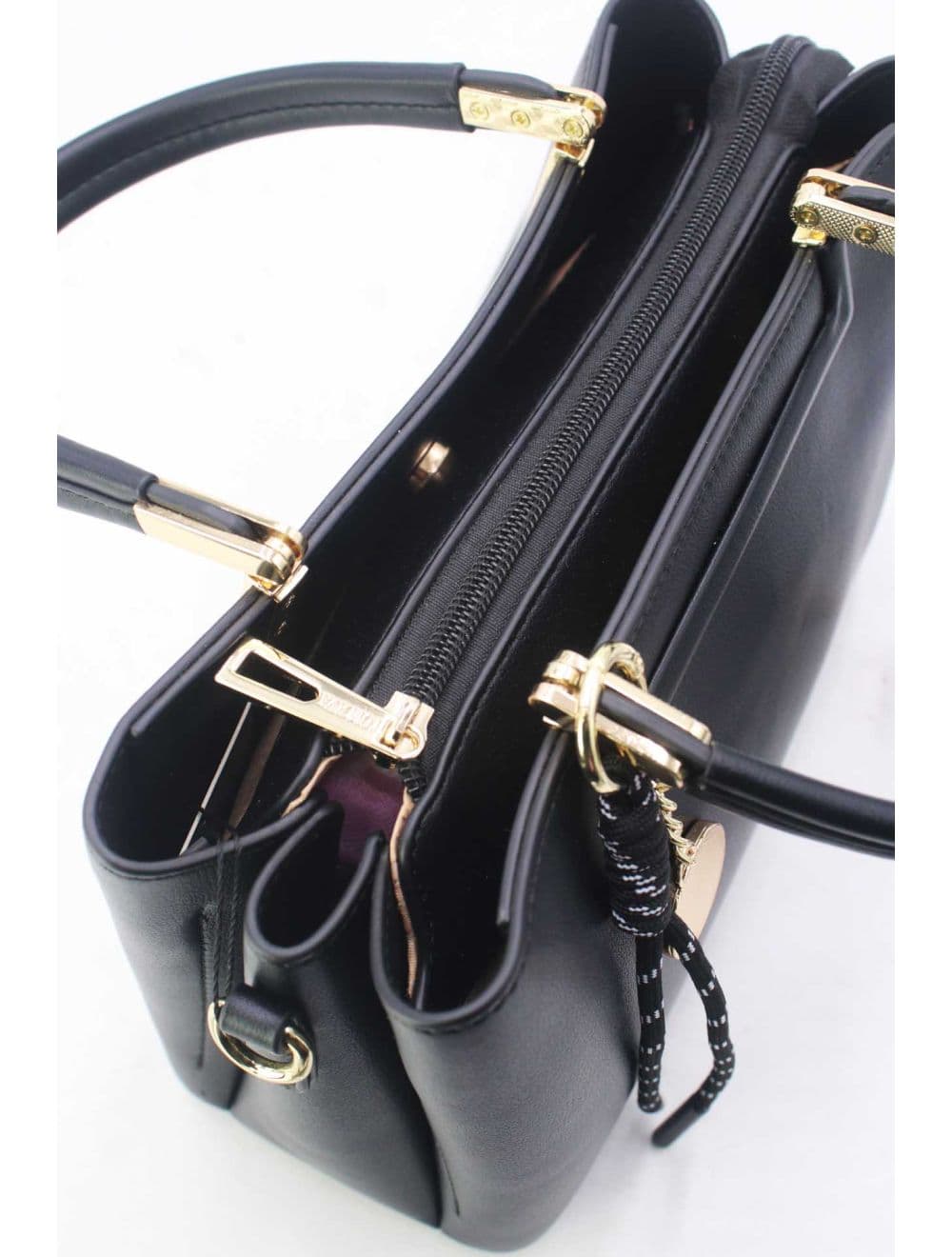 Medium Sac à Main Effet Cuir Chic 25B-6270-Noir — vue 5