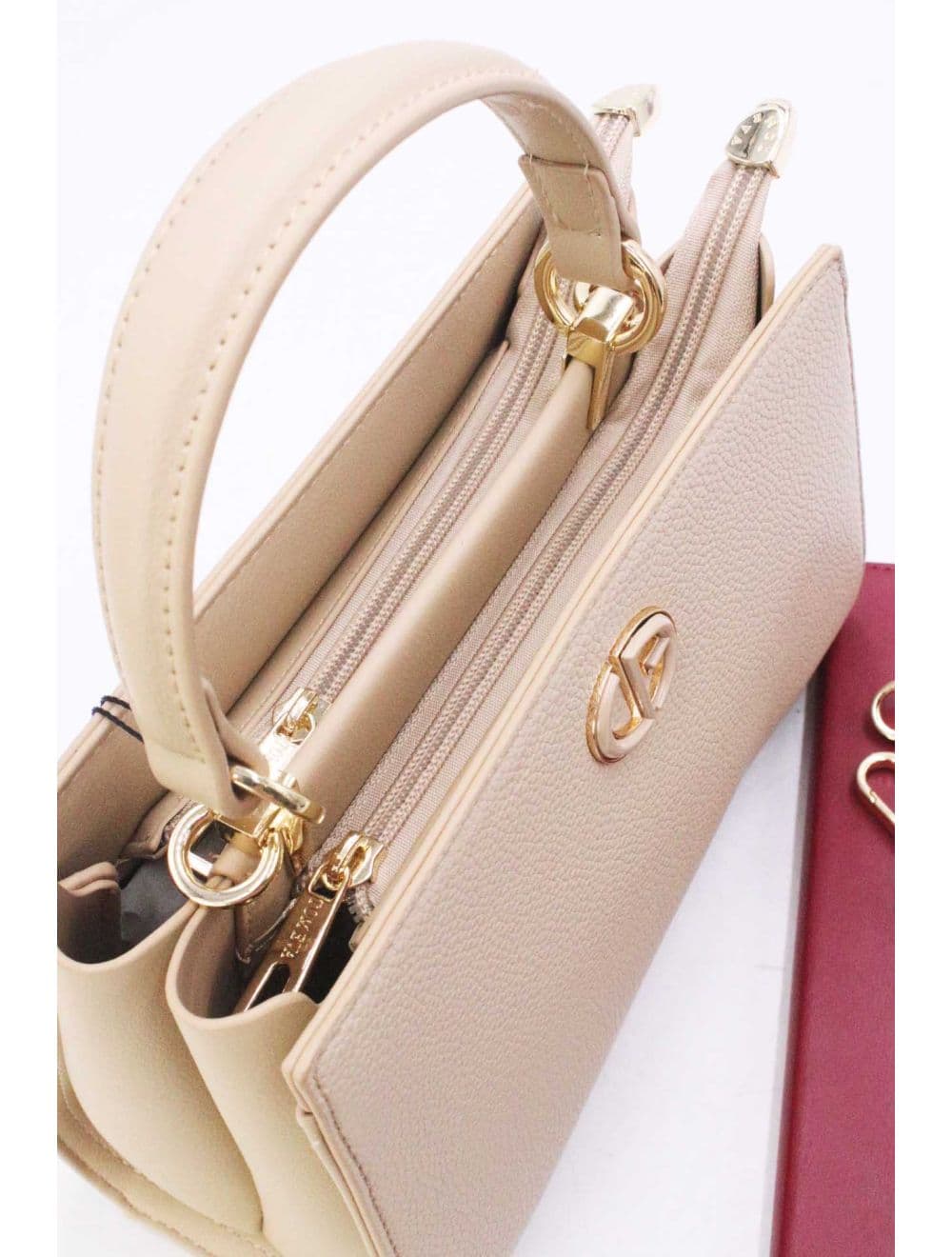 Medium Sac à Main Effet Cuir Chic 25B-6285-Abricot — vue 5