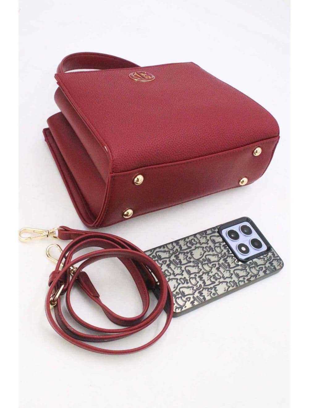 Medium Sac à Main Effet Cuir Chic 25B-6285-Bordeaux — vue 4