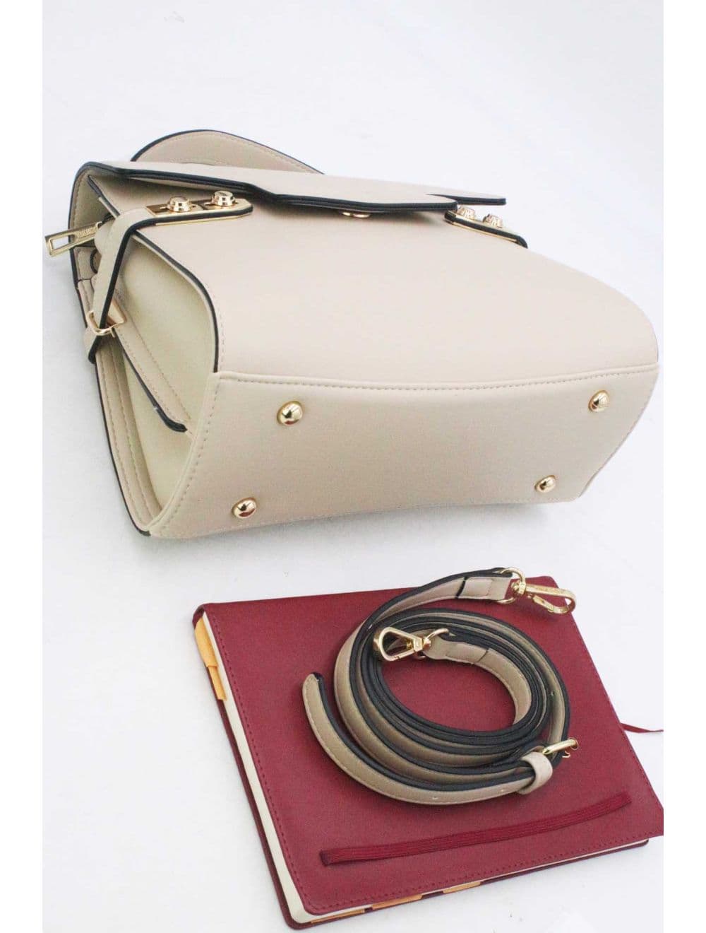 Sac à Main Chic Bicolore Réassort-21B-5180-Beige — vue 4