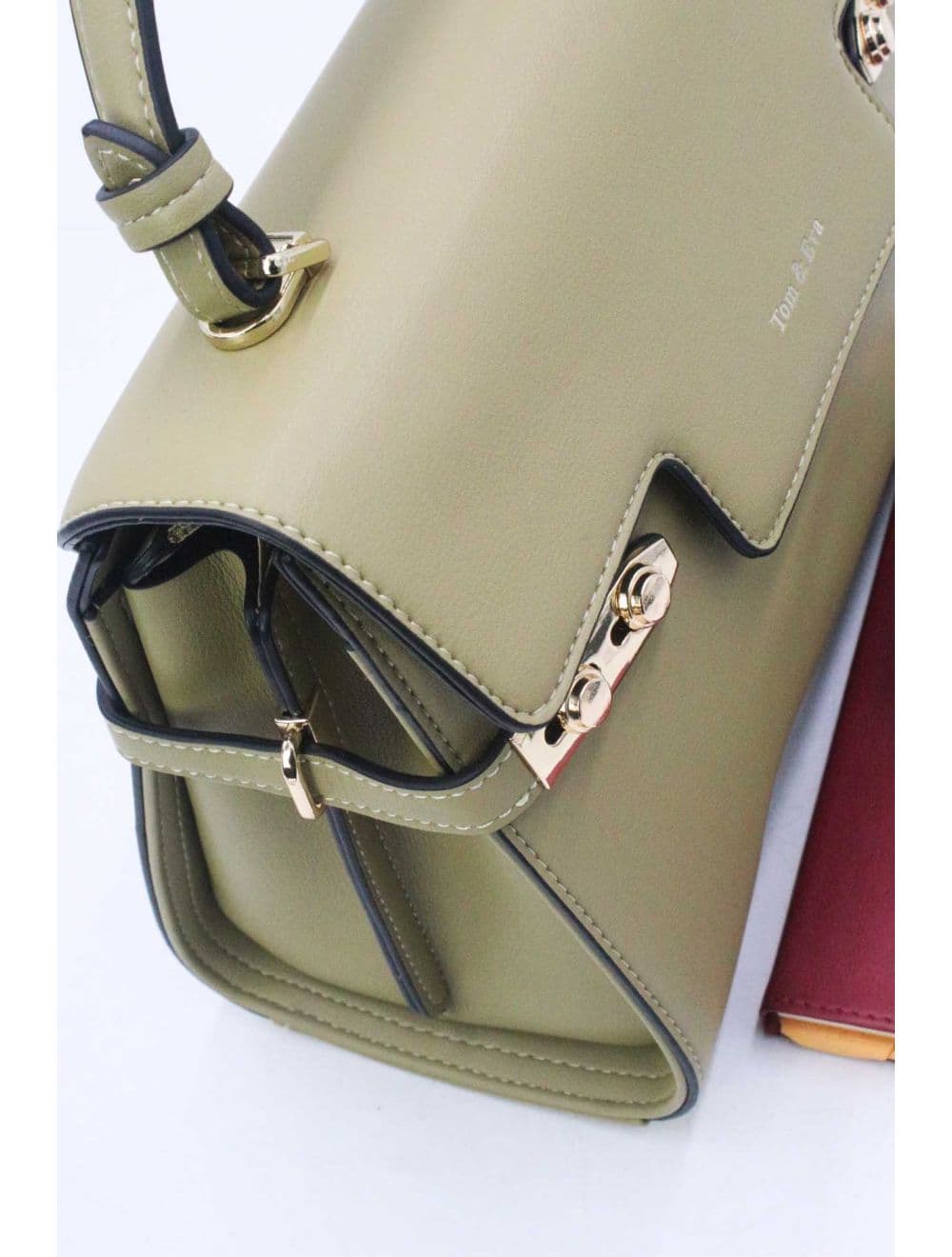 Sac à Main Chic Bicolore Réassort-21B-5180-Vert — vue 5