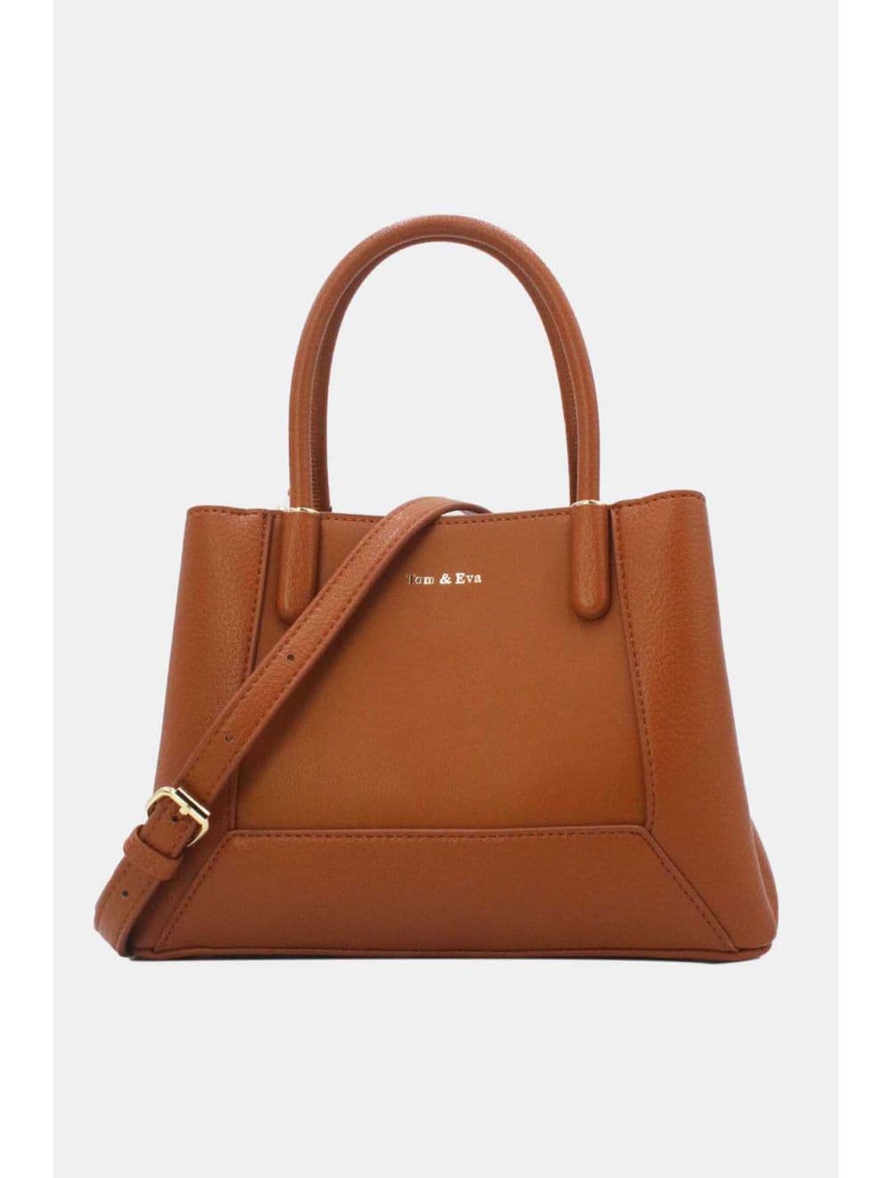 Medium Sac à Main Effet Tissus Bi-matières RÉASSORT 25B-6193-Marron