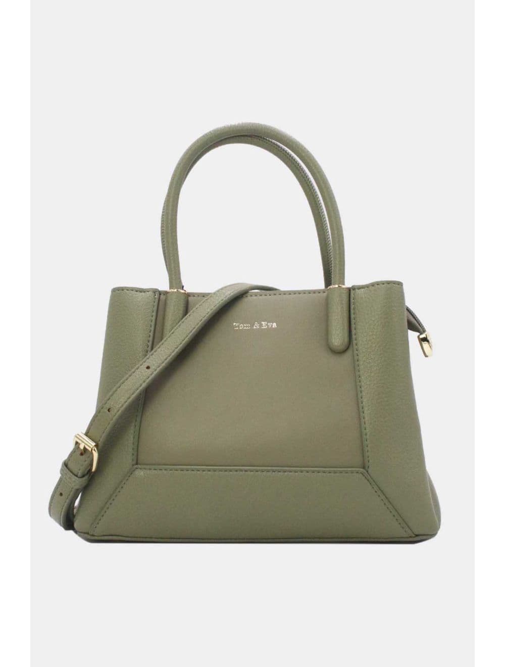 Medium Sac à Main Effet Tissus Bi-matières RÉASSORT 25B-6193-Vert