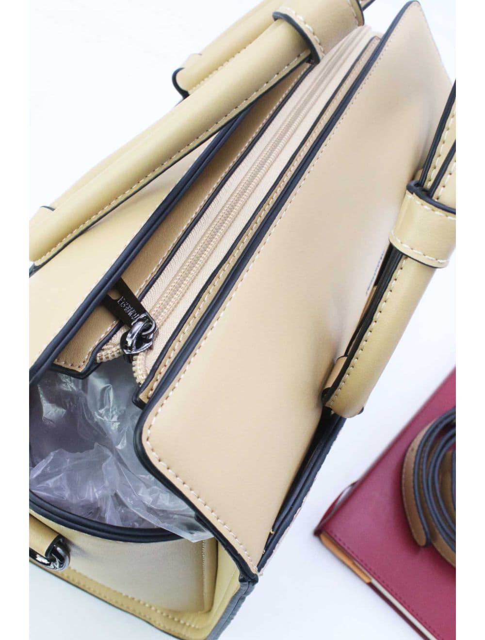Sac à Main Effet Tressé Multipoches 24B-6107-Abricot — vue 5