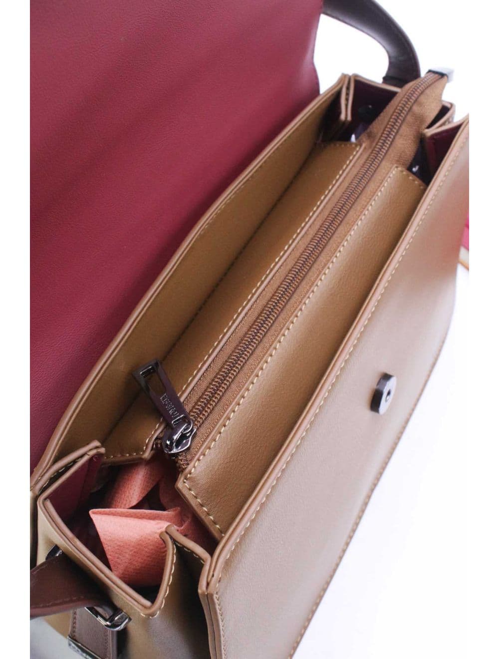Sac Besace Femme Double Porté 25B-6182-Khaki/Coffee — vue 5