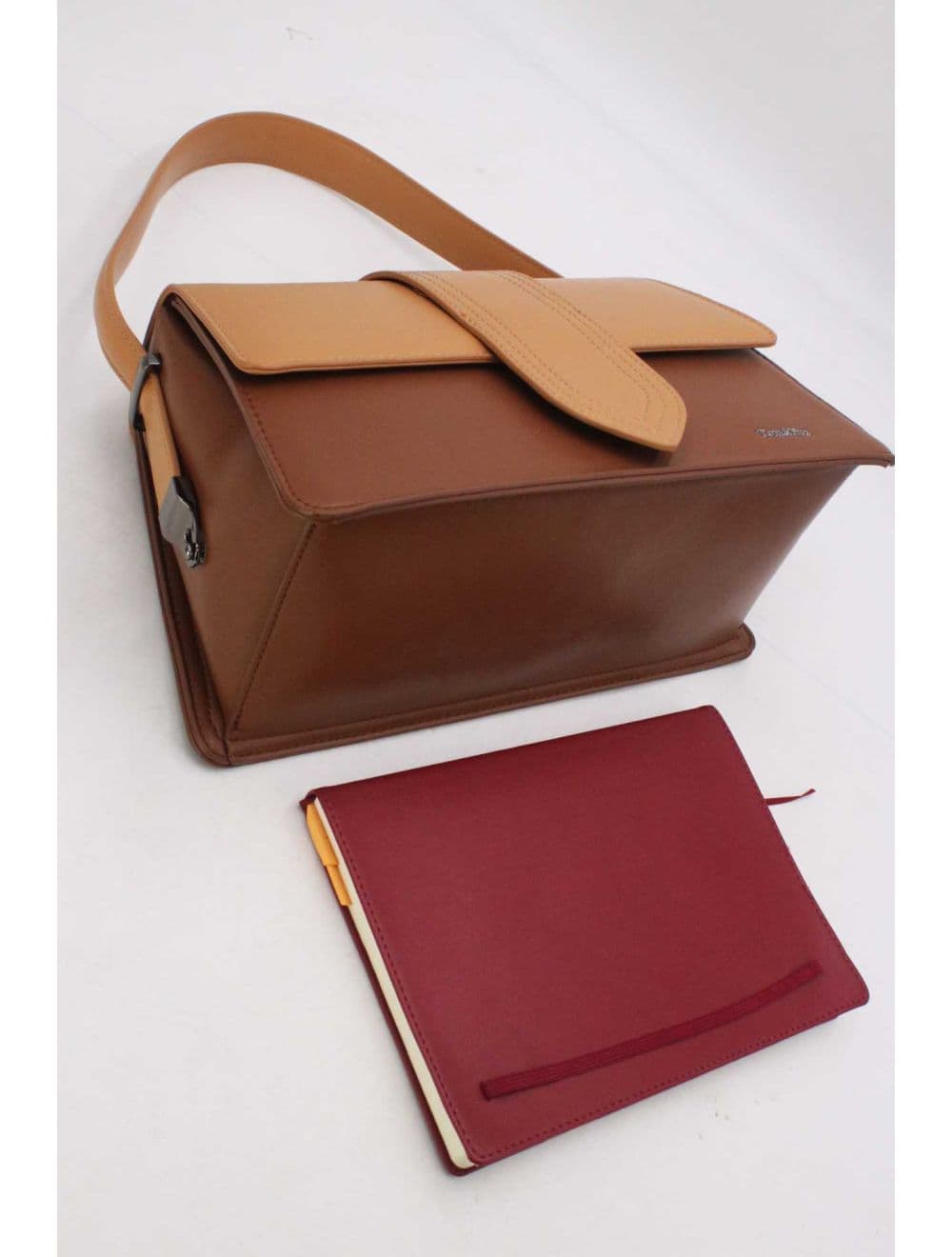 Sac Besace Femme Double Porté 25B-6182-Café/Abricot — vue 4