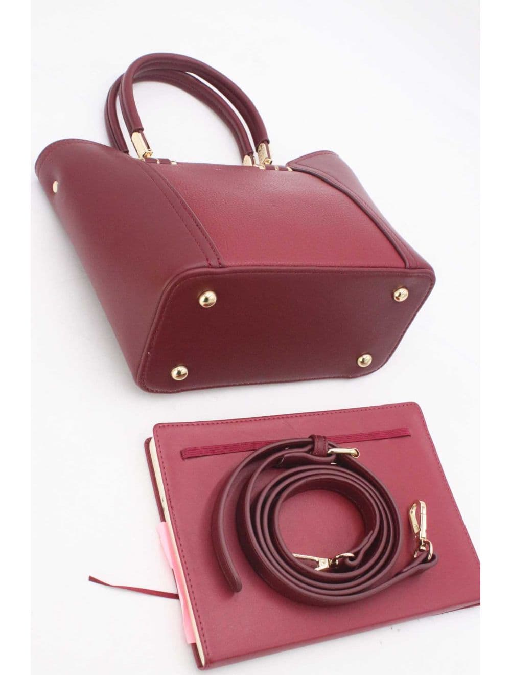 Medium Sac à Main Effet Cuir 25B-6198-Bordeaux — vue 4