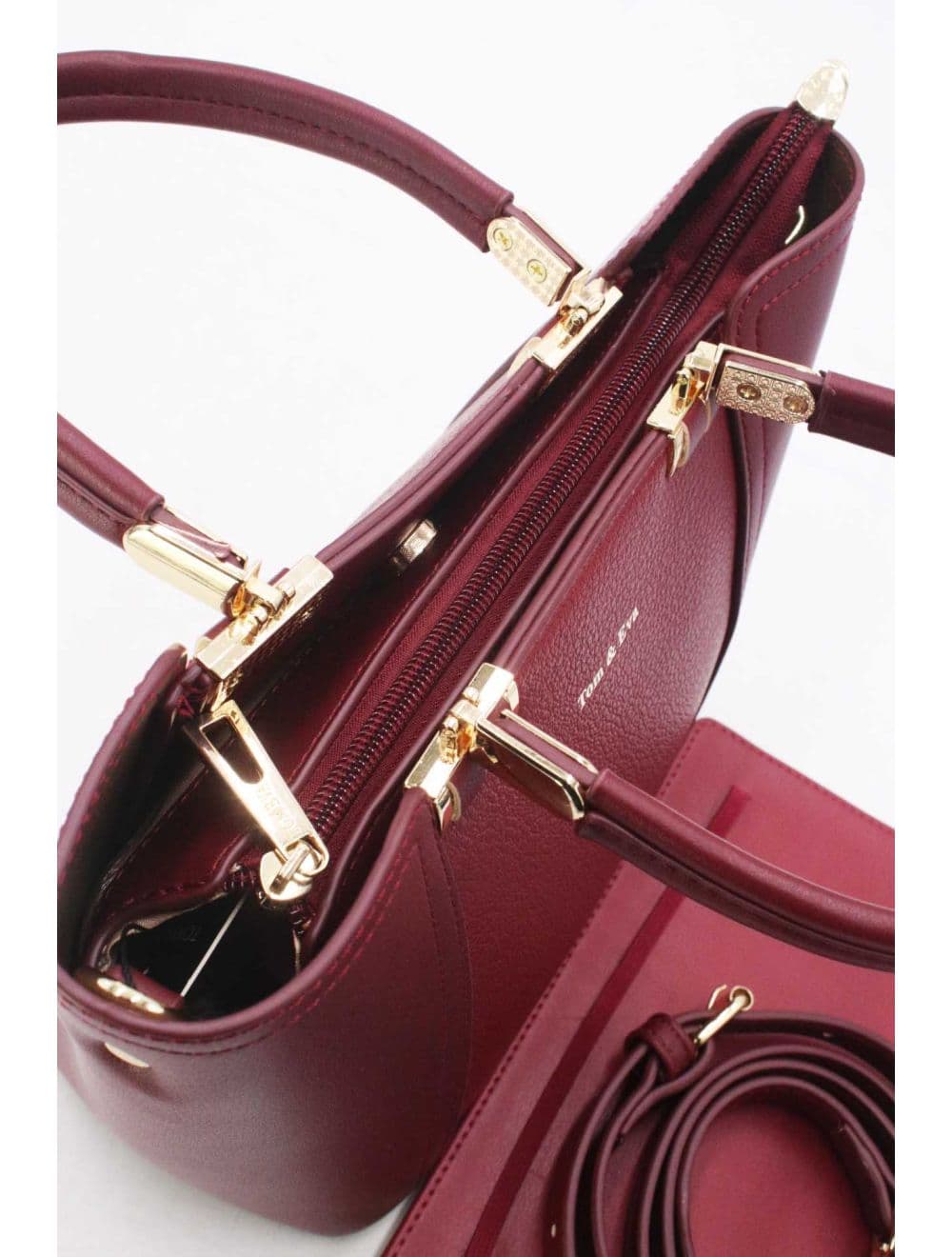 Medium Sac à Main Effet Cuir 25B-6198-Bordeaux — vue 5