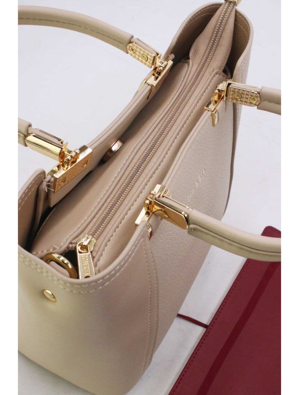Medium Sac à Main Effet Cuir 25B-6198-Beige — vue 5