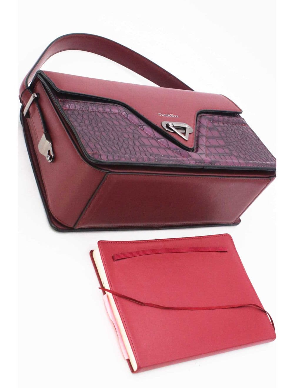 Sac Porté Épaule Effet Croco 25B-6247-Violet — vue 4
