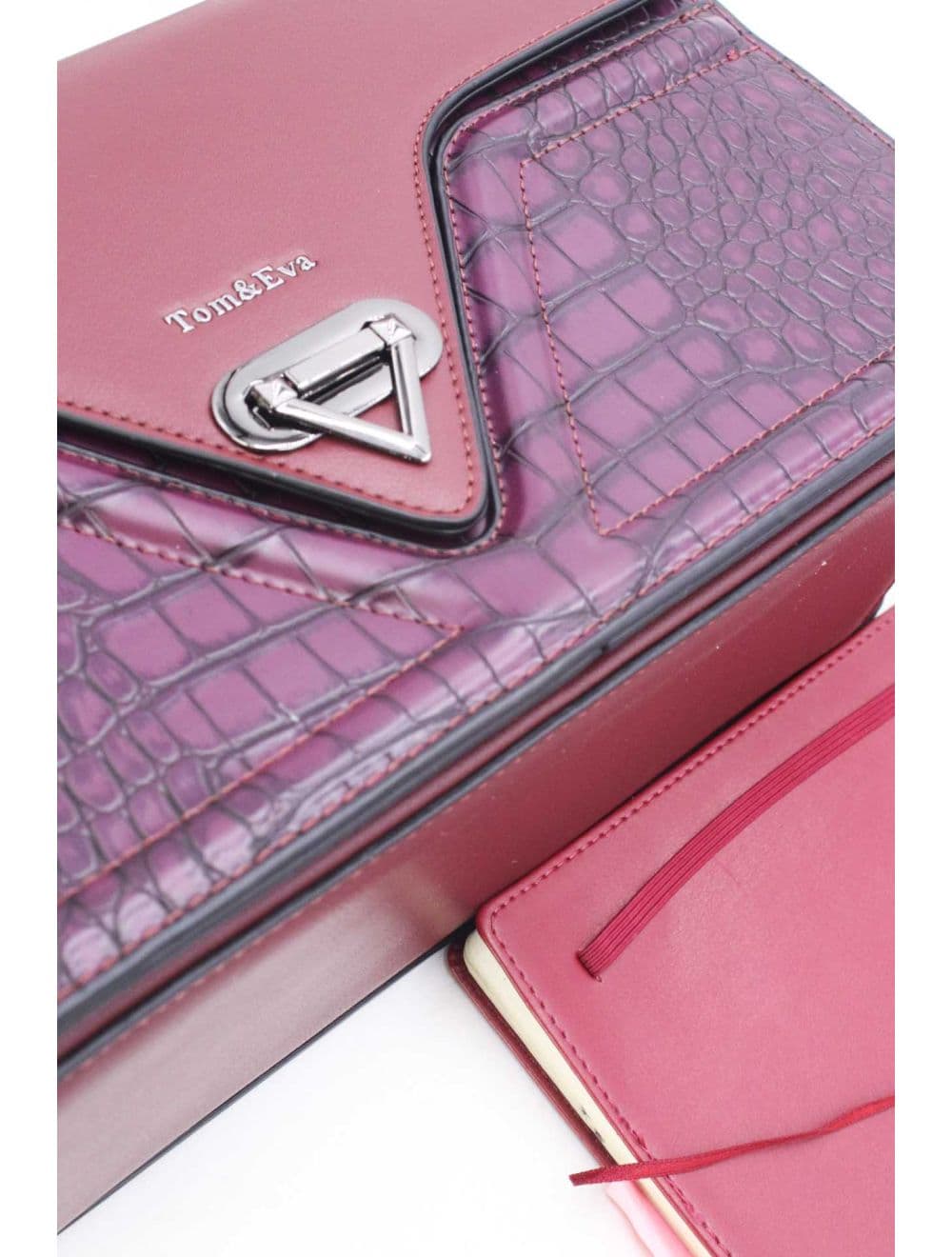 Sac Porté Épaule Effet Croco 25B-6247-Violet — vue 5