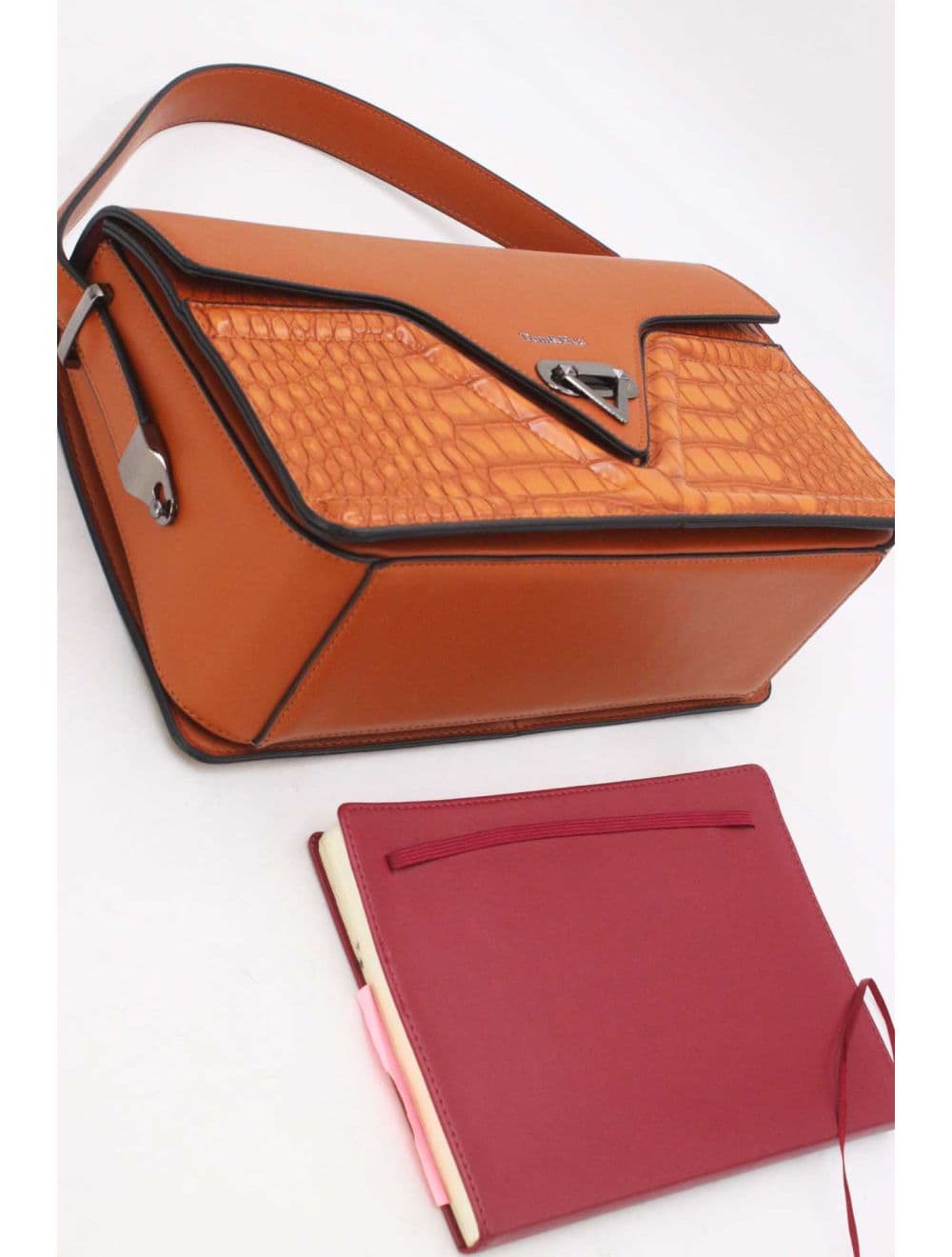 Sac Porté Épaule Effet Croco 25B-6247-Marron — vue 4