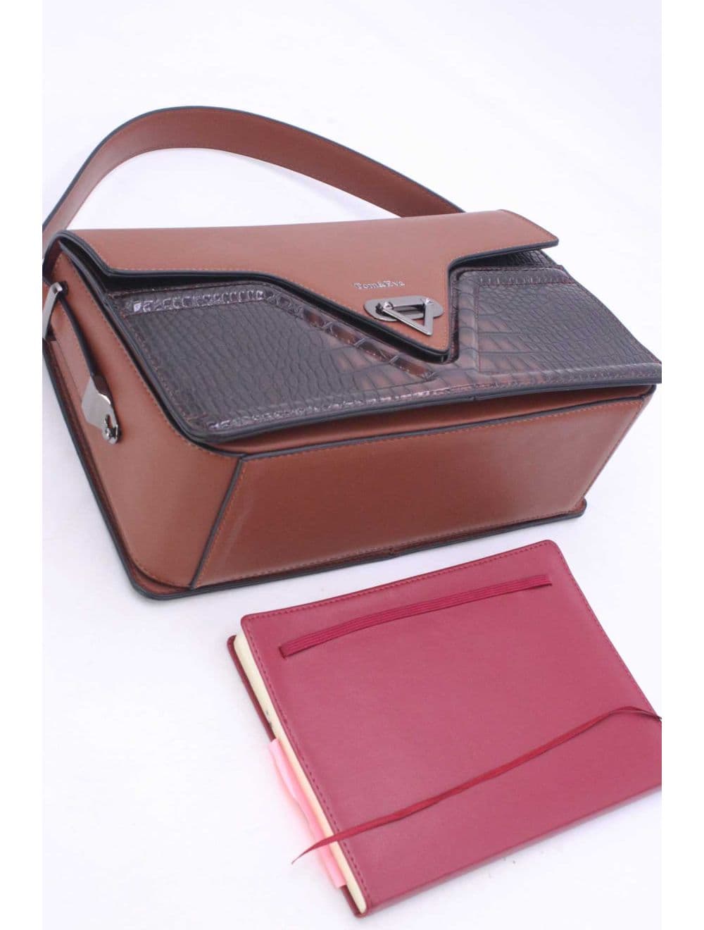 Sac Porté Épaule Effet Croco 25B-6247-Café — vue 4