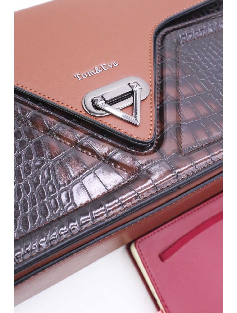 Sac Porté Épaule Effet Croco 25B-6247-Café — vue 5