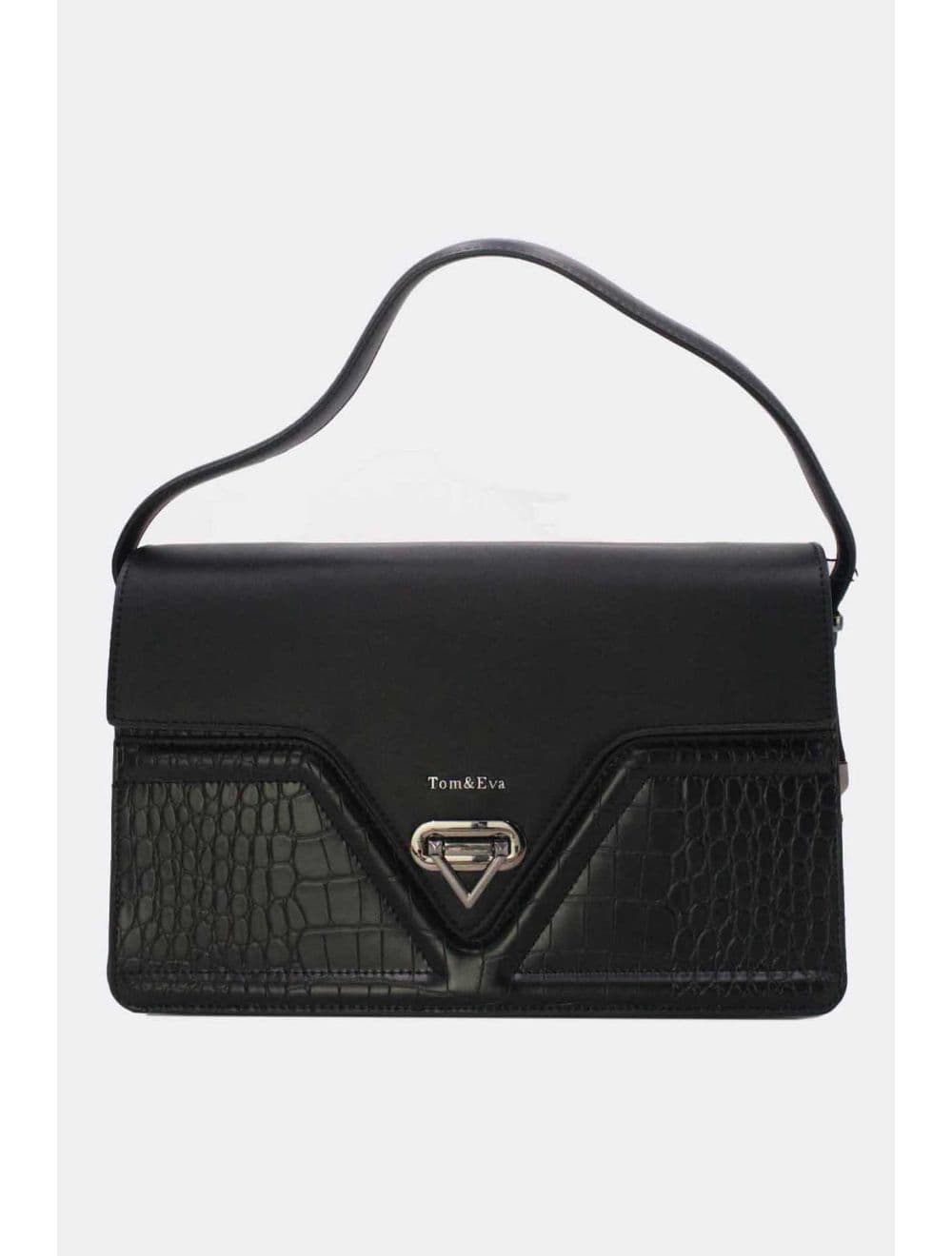 Sac Porté Épaule Effet Croco 25B-6247-Noir