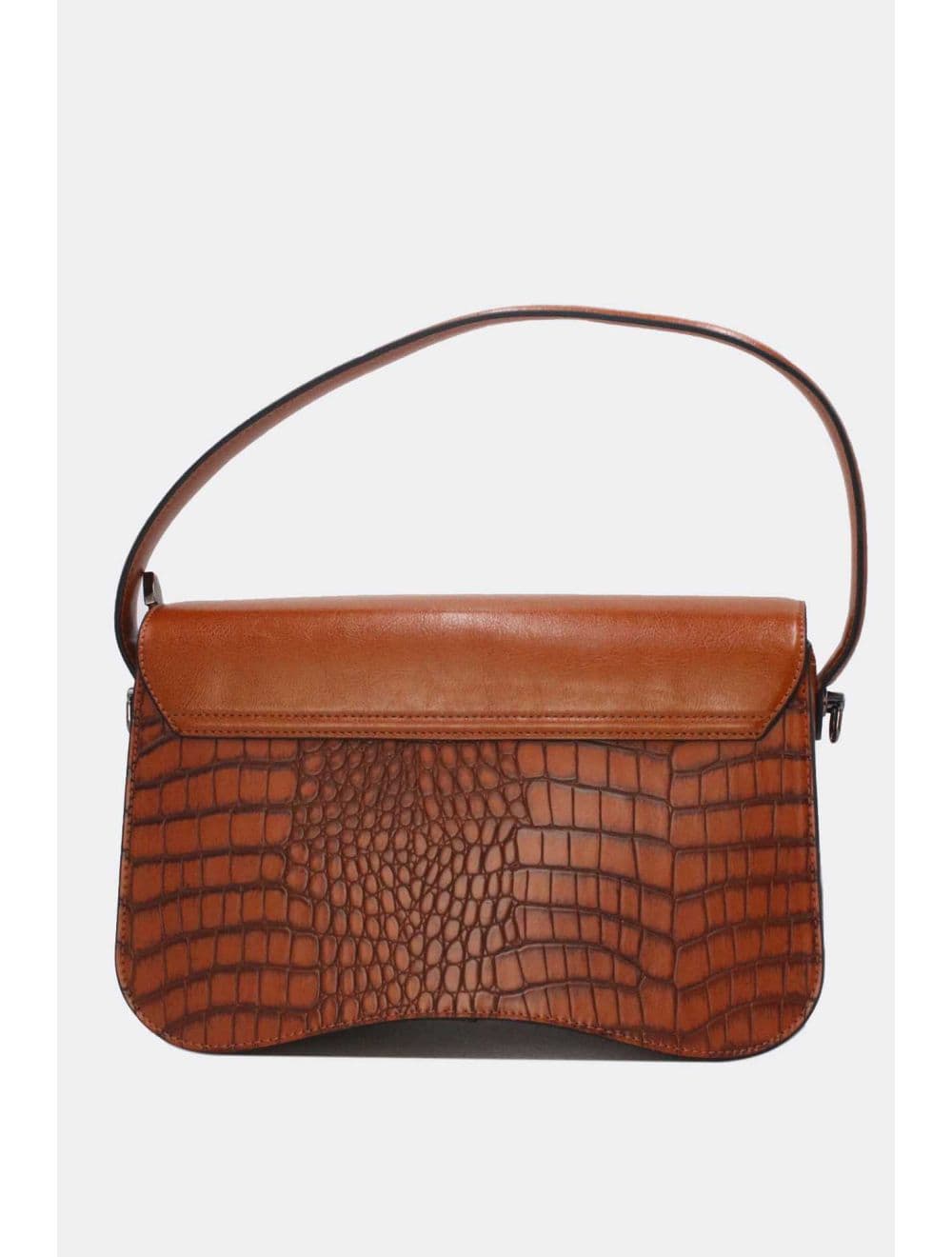 Sac Porté Épaule Effet Croco 25B-6246-Marron — vue 3