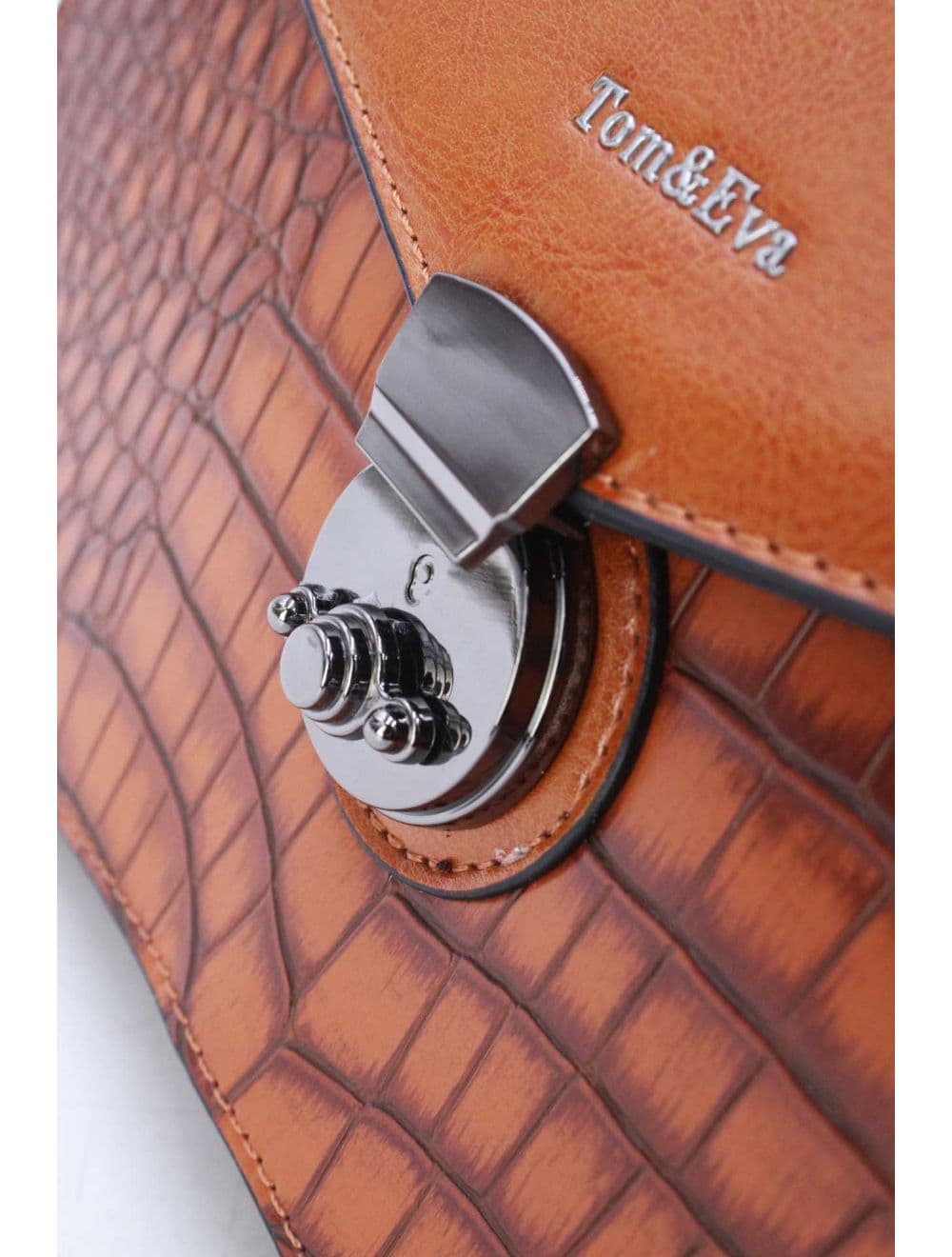Sac Porté Épaule Effet Croco 25B-6246-Marron — vue 5