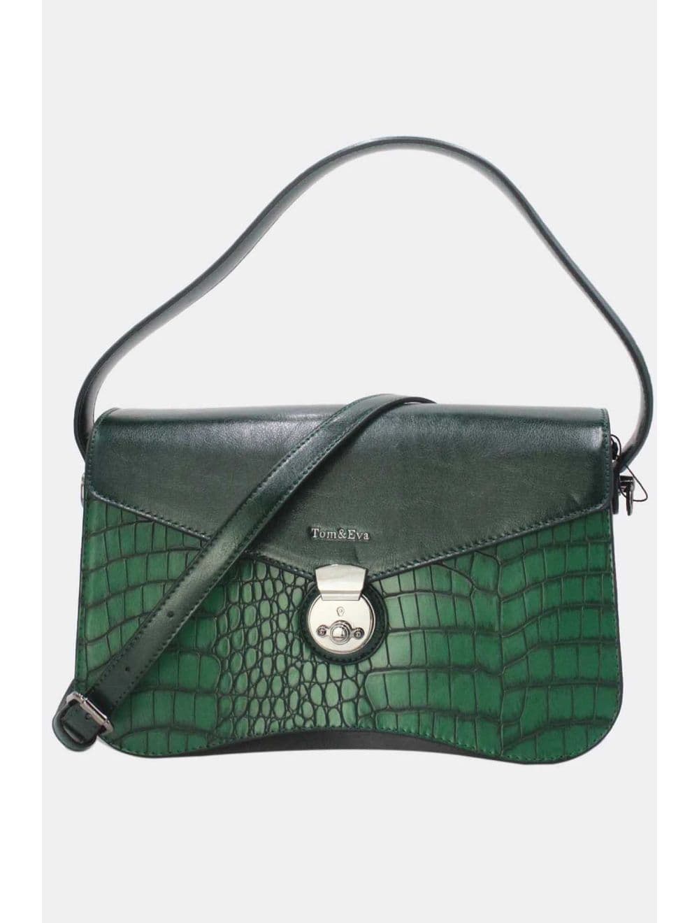Sac Porté Épaule Effet Croco 25B-6246-Vert