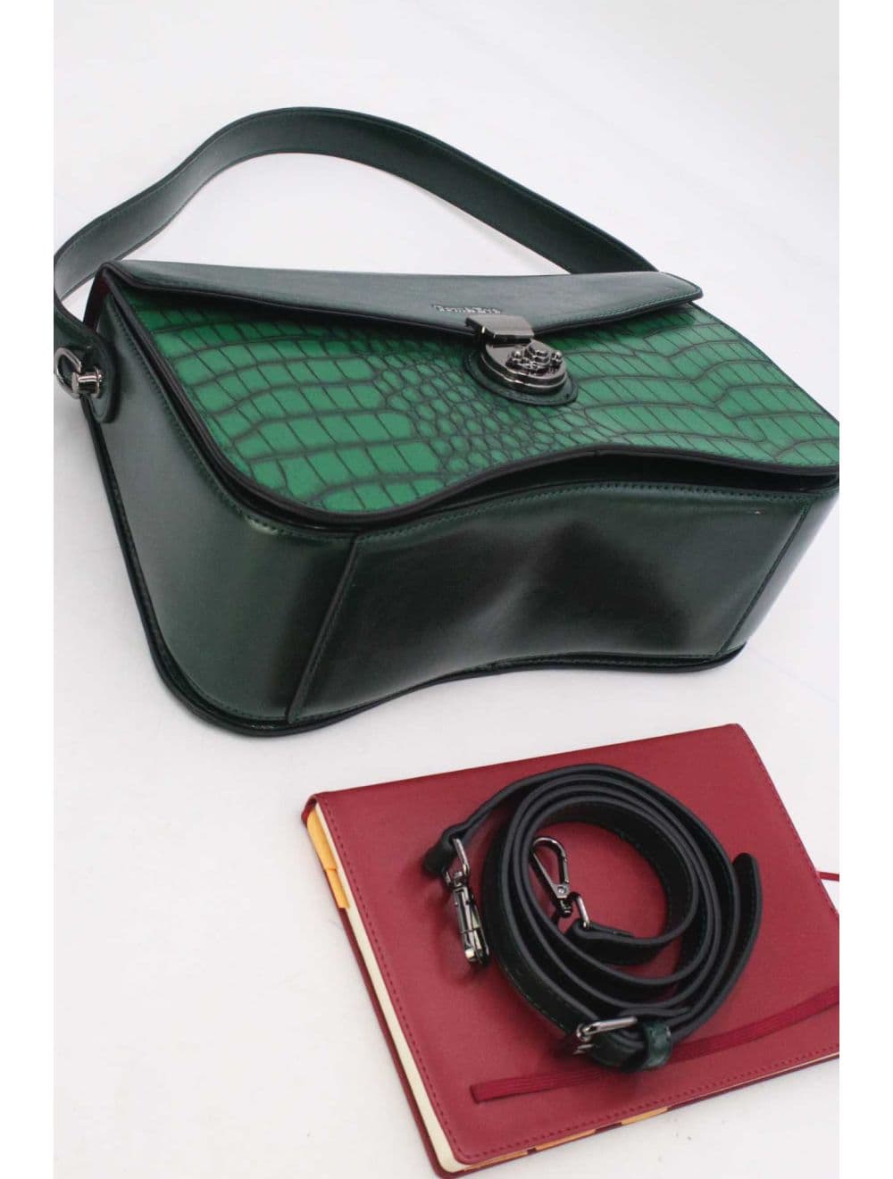 Sac Porté Épaule Effet Croco 25B-6246-Vert — vue 4