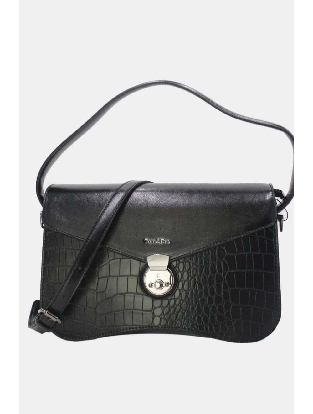 Sac Porté Épaule Effet Croco 25B-6246-Noir