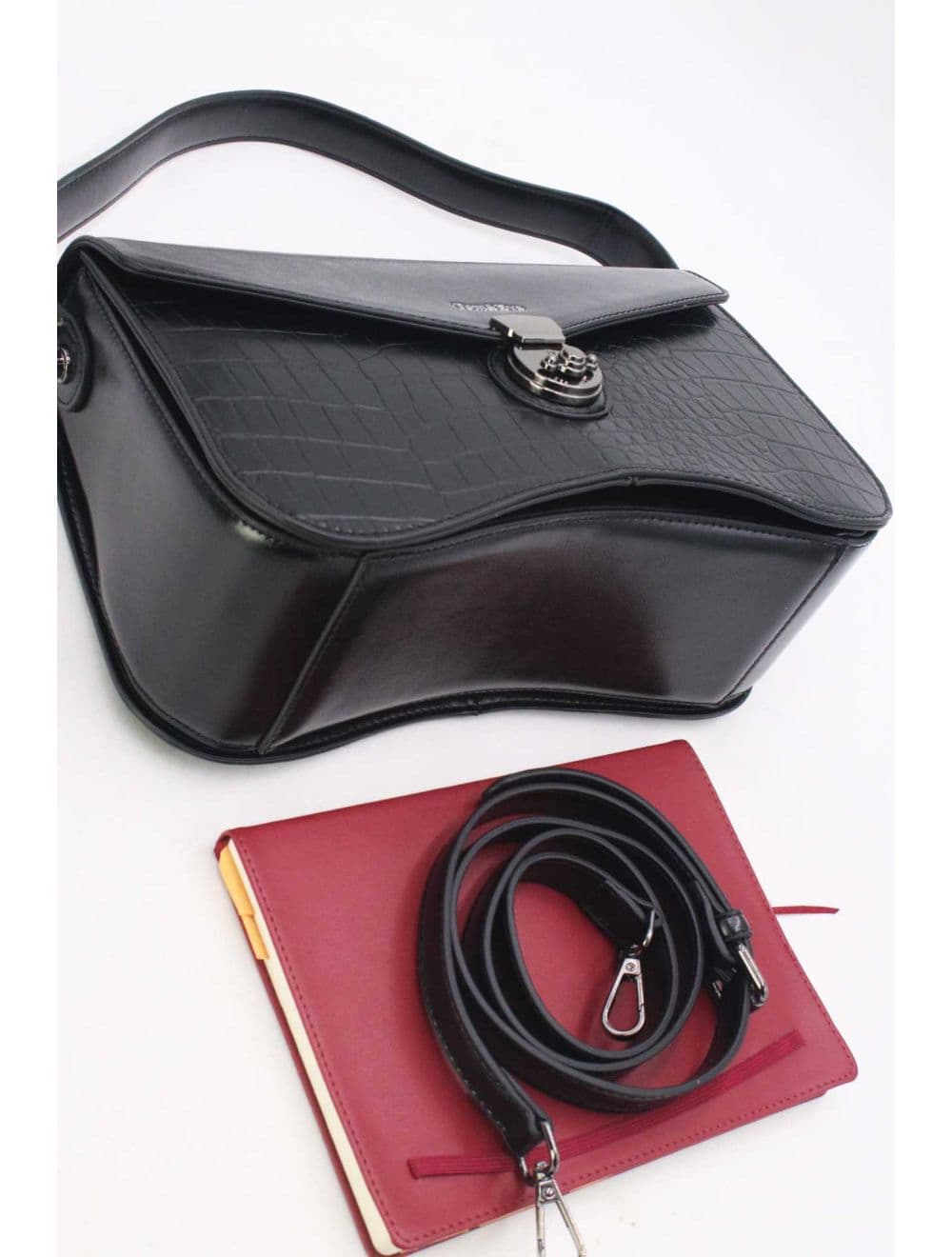 Sac Porté Épaule Effet Croco 25B-6246-Noir — vue 4