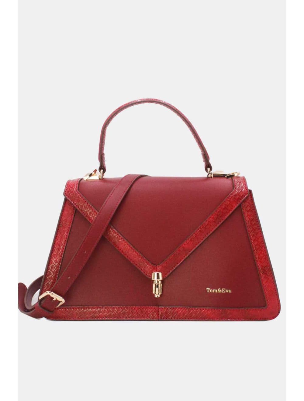 sac à main rigide à bordure effet serpenté 25B-6248-Burgundy