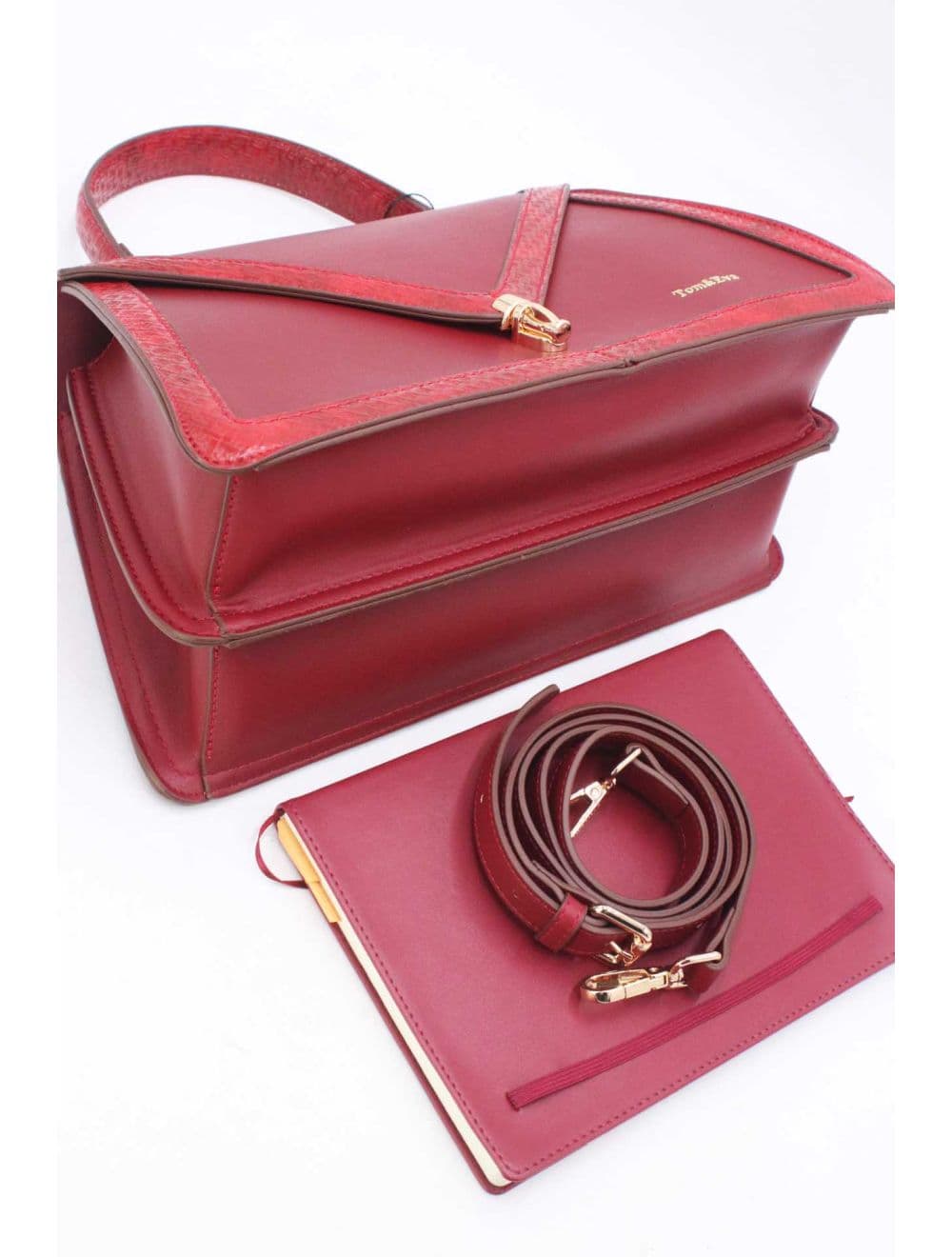 sac à main rigide à bordure effet serpenté 25B-6248-Burgundy — vue 4