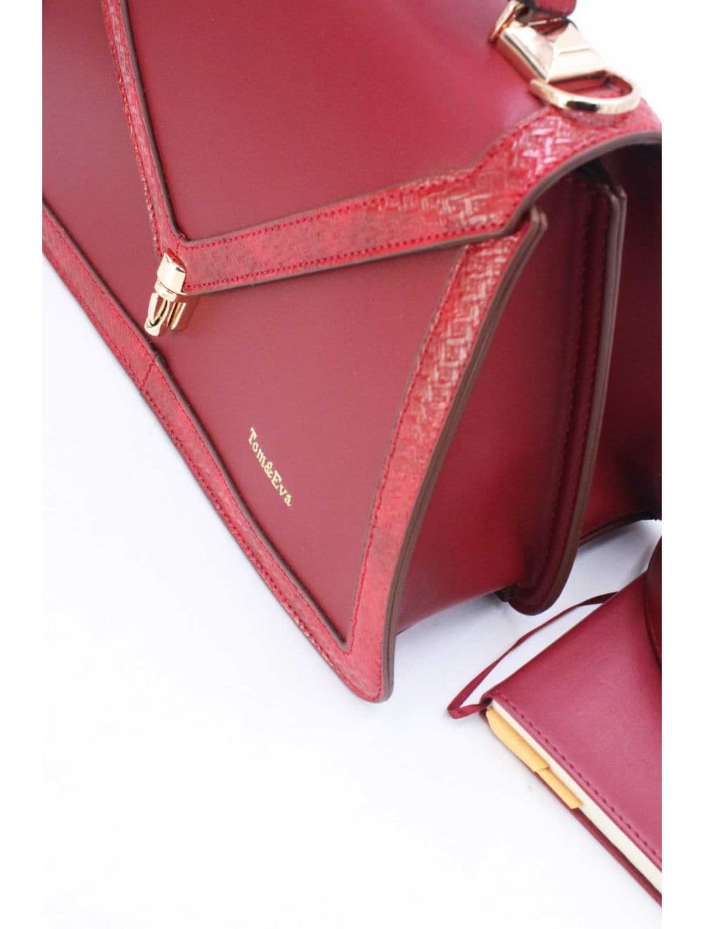 sac à main rigide à bordure effet serpenté 25B-6248-Burgundy — vue 5