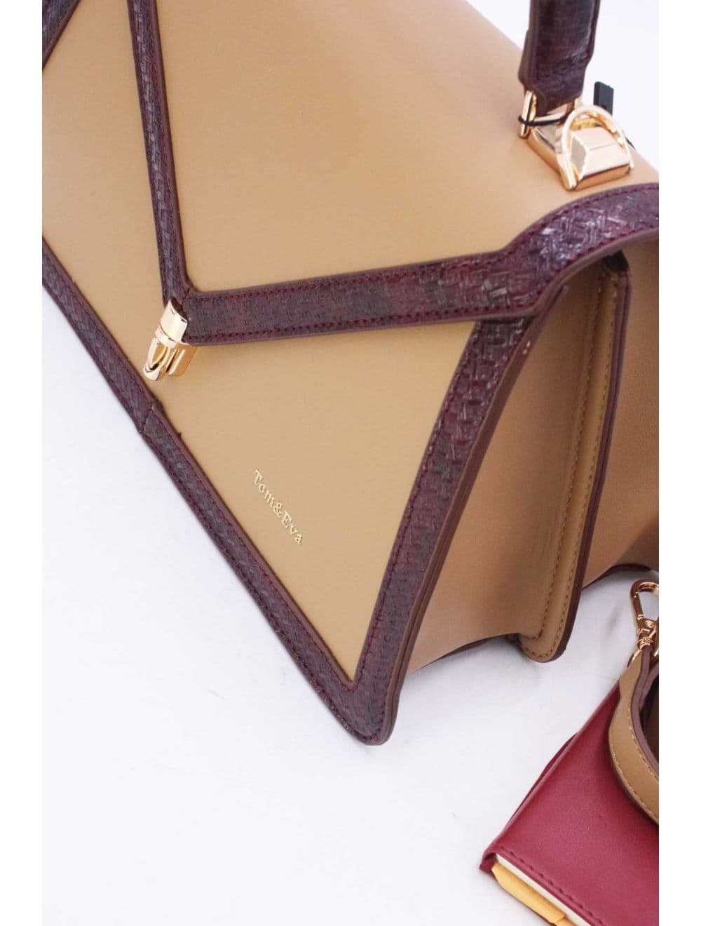 sac à main rigide à bordure effet serpenté 25B-6248-Khaki/Z.Red