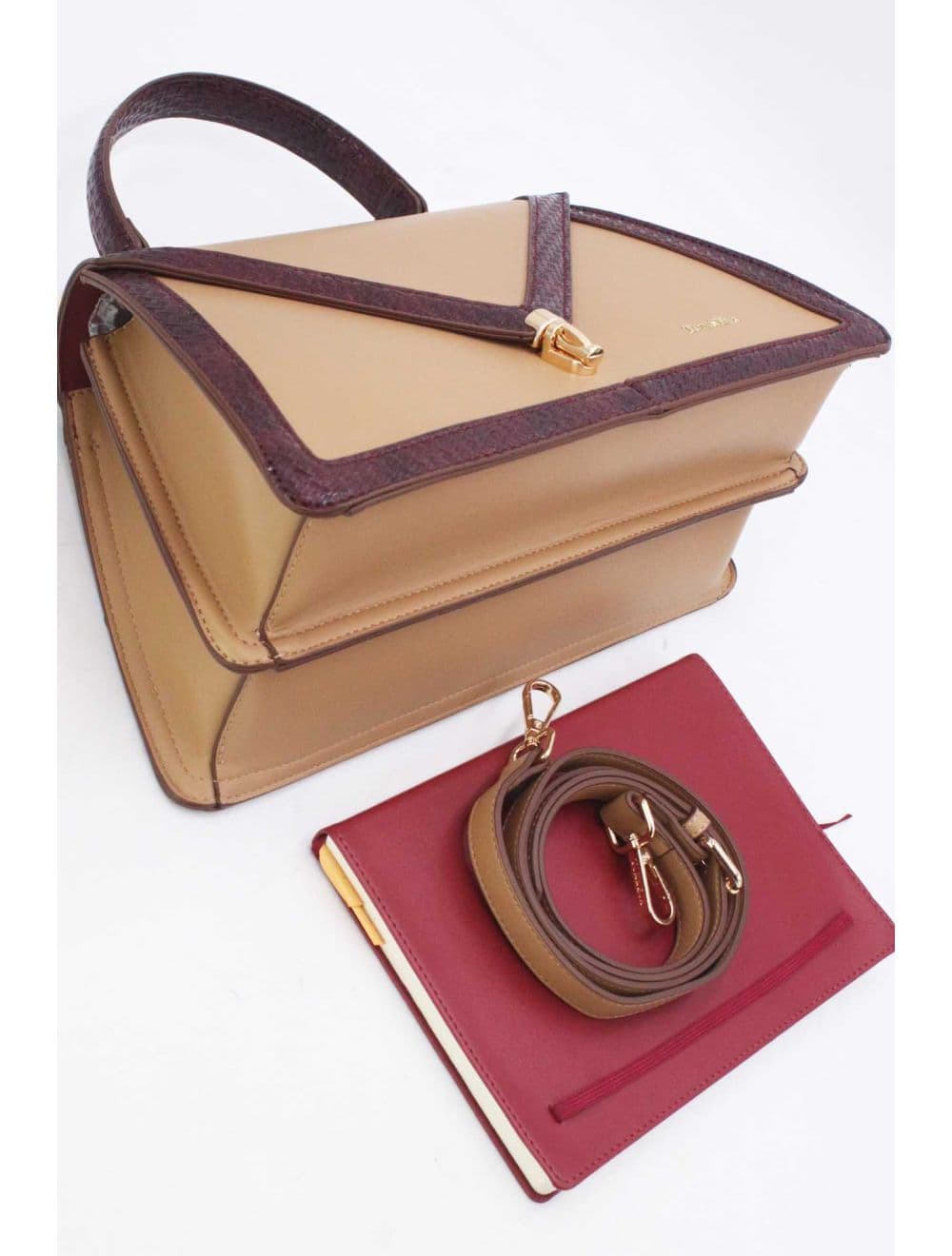 sac à main rigide à bordure effet serpenté 25B-6248-Khaki/Z.Red — vue 5