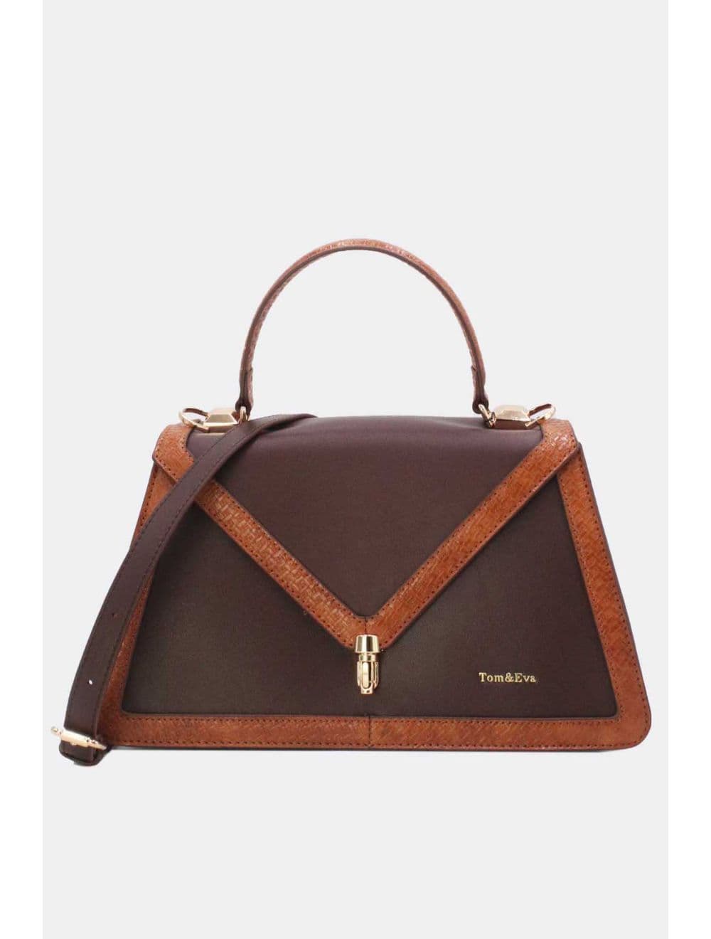 sac à main rigide à bordure effet serpenté 25B-6248-Coffee/Brown