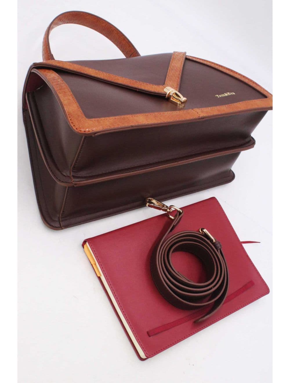sac à main rigide à bordure effet serpenté 25B-6248-Coffee/Brown — vue 4