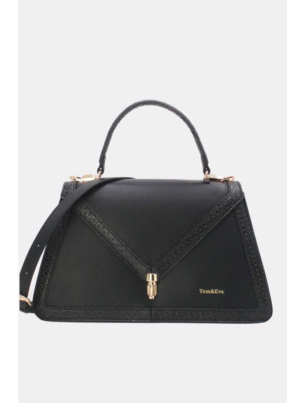 sac à main rigide à bordure effet serpenté 25B-6248-Noir