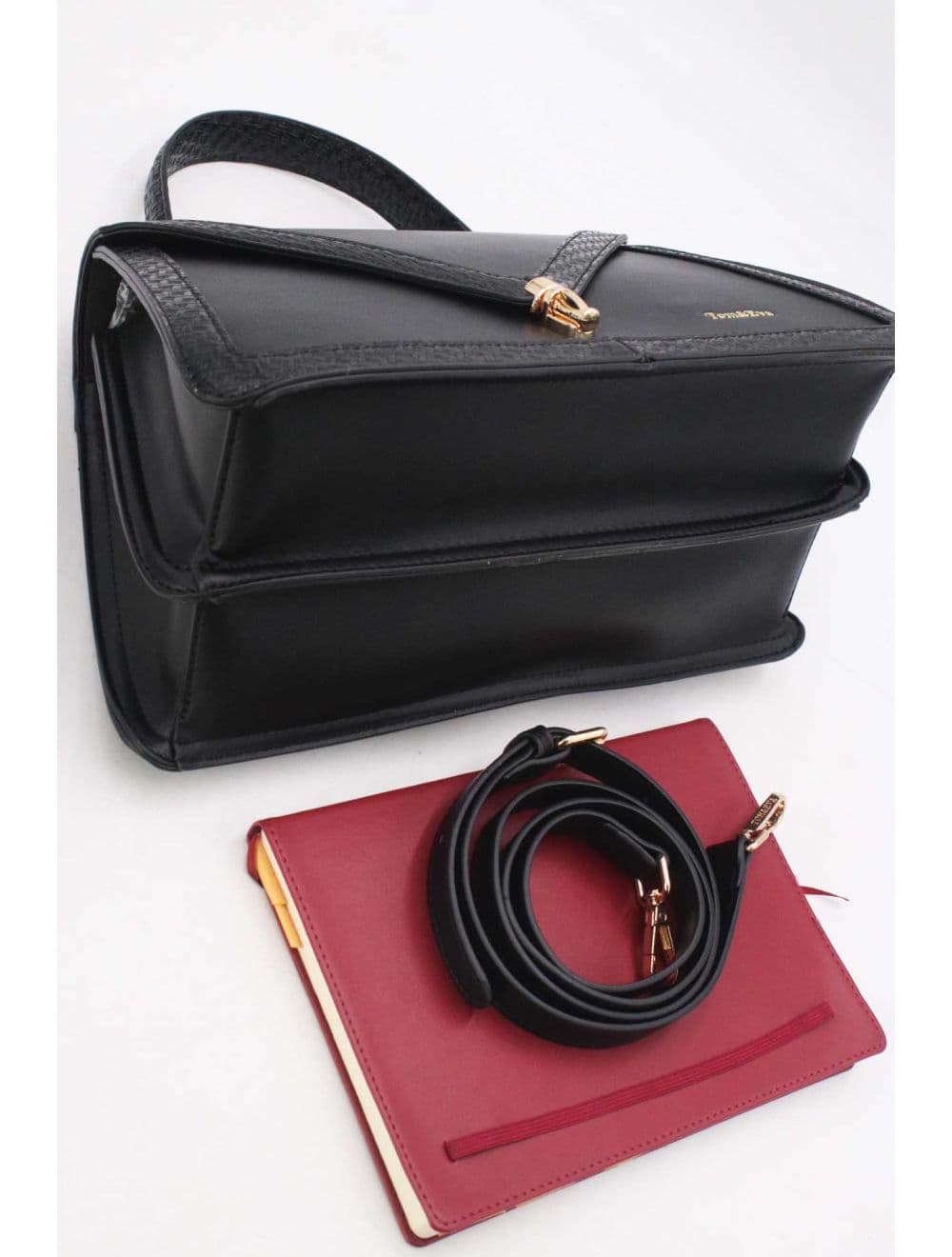 sac à main rigide à bordure effet serpenté 25B-6248-Noir — vue 4