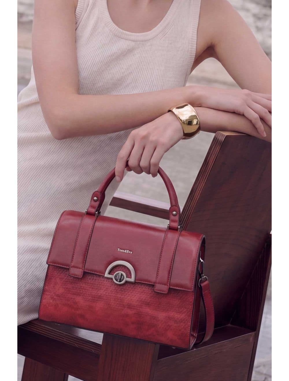 Sac Docteur Effet Tressé 25B-6242-Burgundy — vue 6