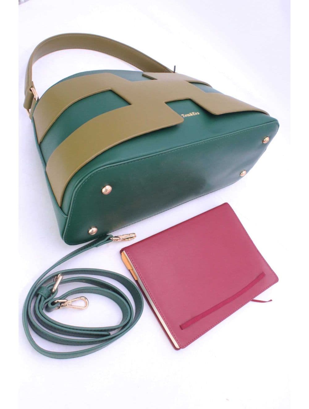 Sac à Main Effet Cuir Lisse Bicolore RÉASSORT25 24B-5862-Green/L.Green — vue 5