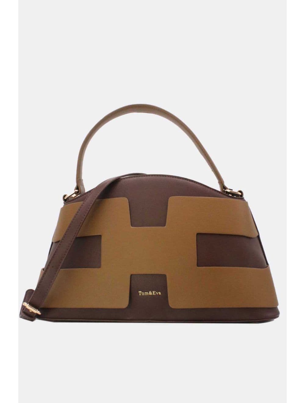 Sac à Main Effet Cuir Lisse Bicolore RÉASSORT25 24B-5862-Coffee/Khaki