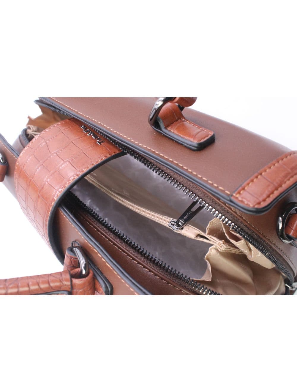 Sac Docteur Effet Crocodile 25B-6235-Coffee/Brown