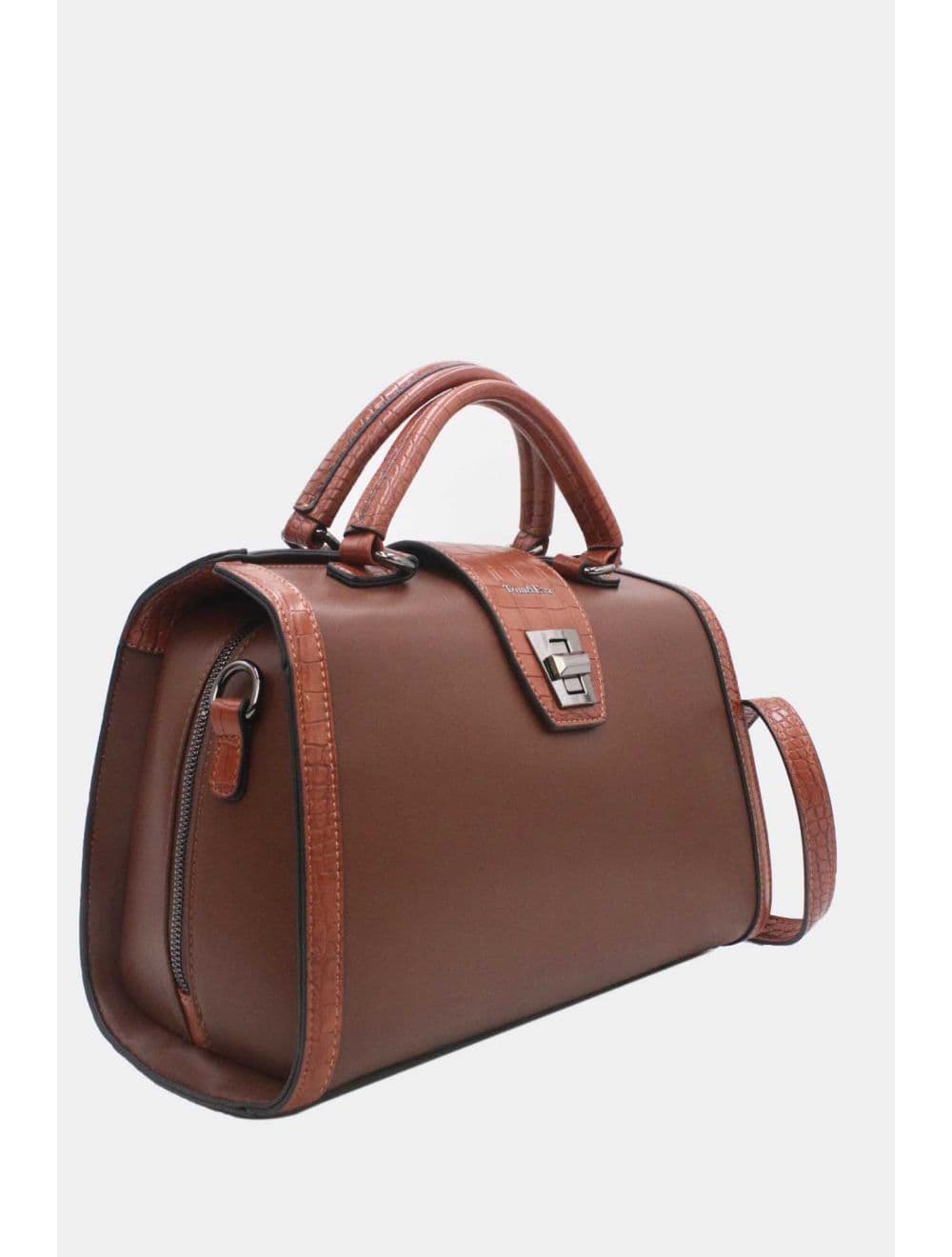 Sac Docteur Effet Crocodile 25B-6235-Coffee/Brown — vue 3