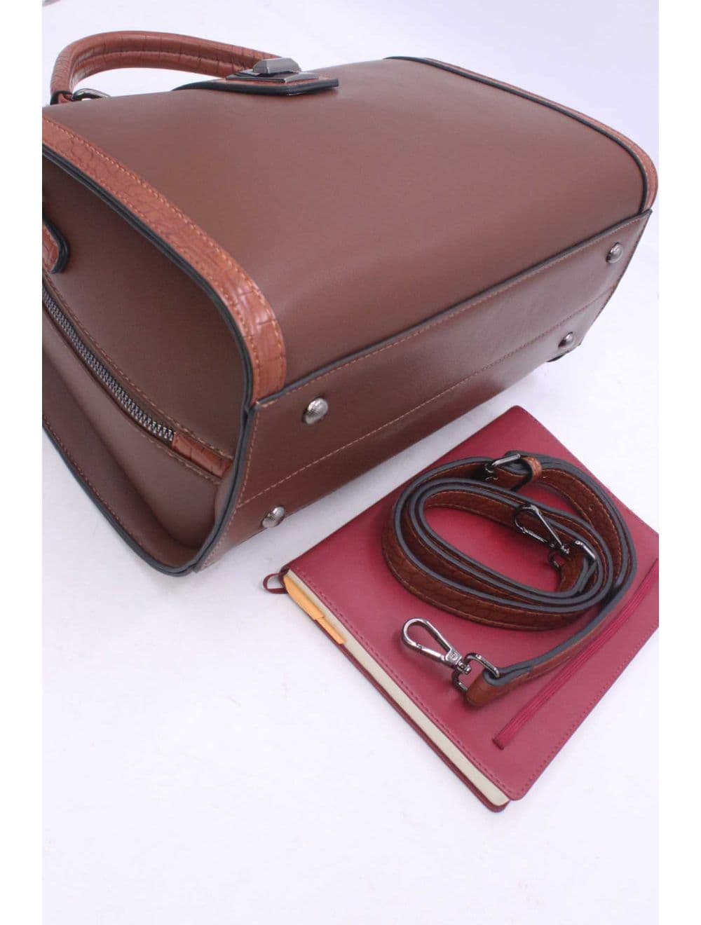 Sac Docteur Effet Crocodile 25B-6235-Coffee/Brown — vue 5