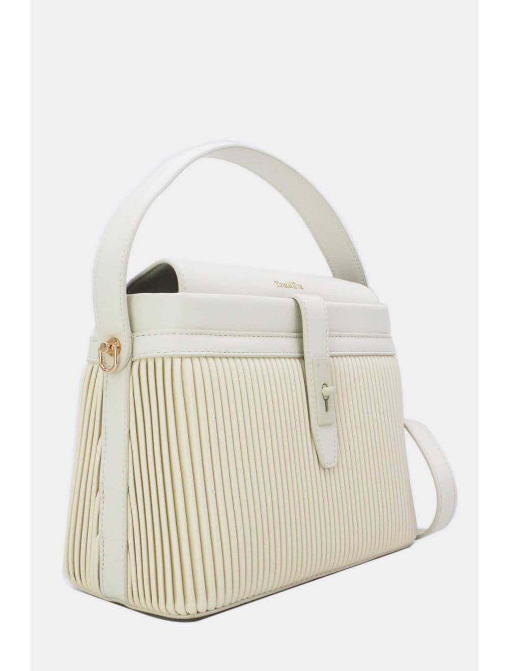 Sac à Main Avec Languette Plissé-24B-5905-Blanc — vue 3