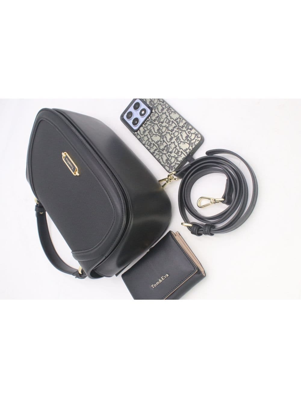 Sac à Main Effet Tissue 2-in-1 Chic 25B-6147-Noir — vue 4